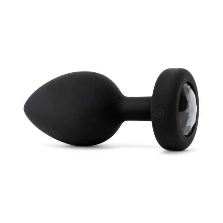 b-Vibe Silicone Vibrating Black Diamond Jewel Butt Plug - Two Sizes - Image 4