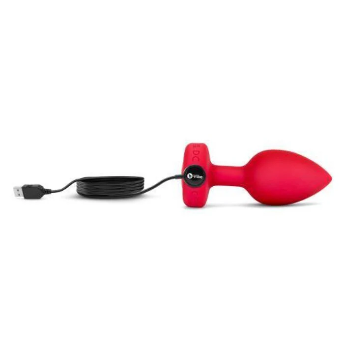 b-Vibe Silicone Vibrating Red Heart Jewel Butt Plug M/L - Image 4